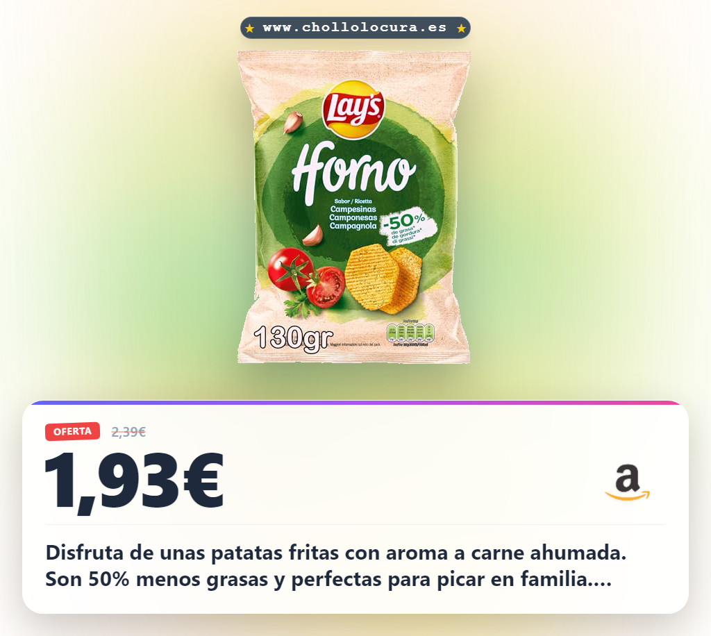 Aprovecha estas Patatas Fritas con aroma a carne ahumada y 50% menos grasa para disfrutar en familia