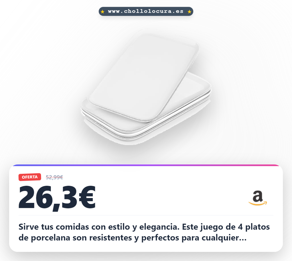 Consigue el juego de 4 platos rectangulares grandes de porcelana blanca para servir en todas tus fiestas al mejor precio