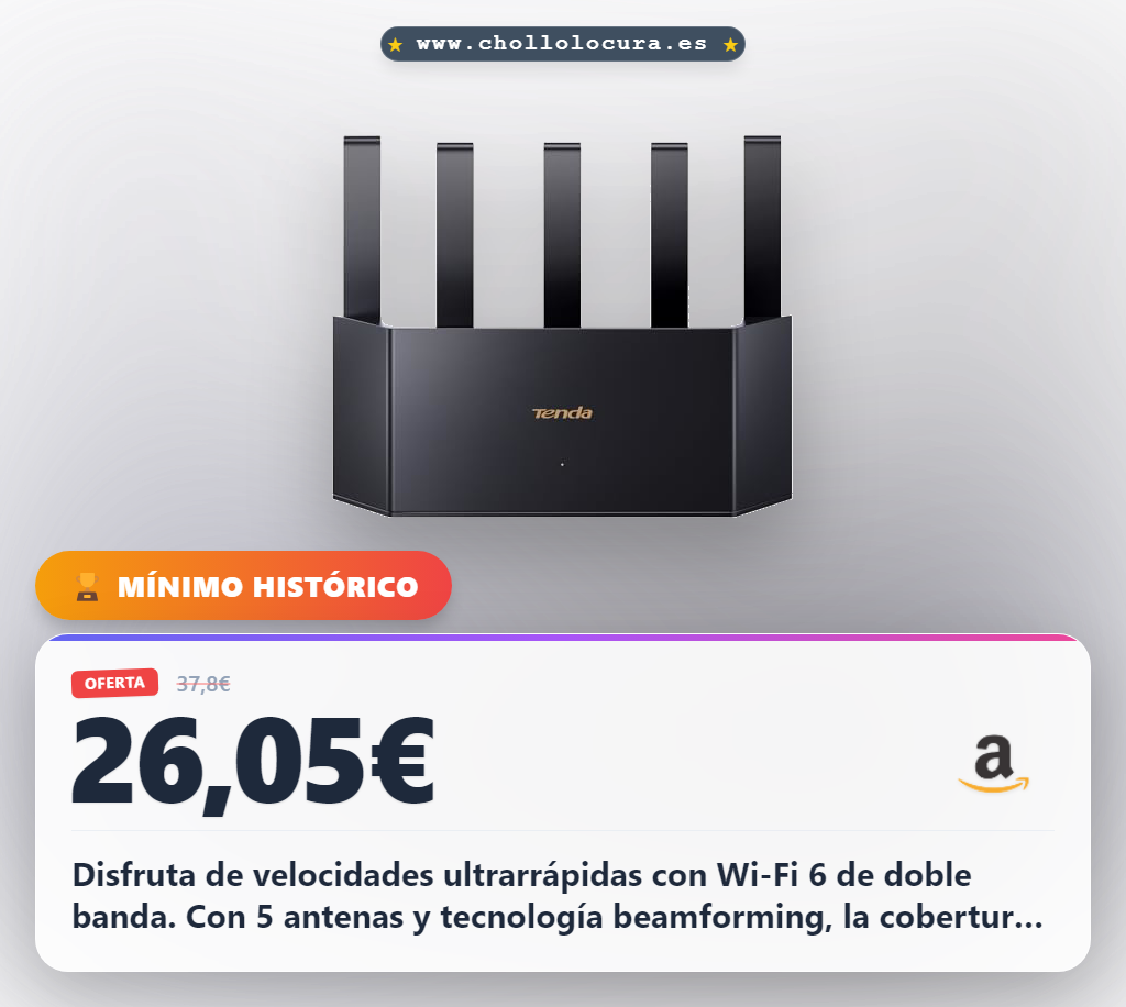 Consigue el router WiFi 6 Tenda RX2L Pro con tecnología Wi-Fi+ y puertos Gigabit al mejor precio