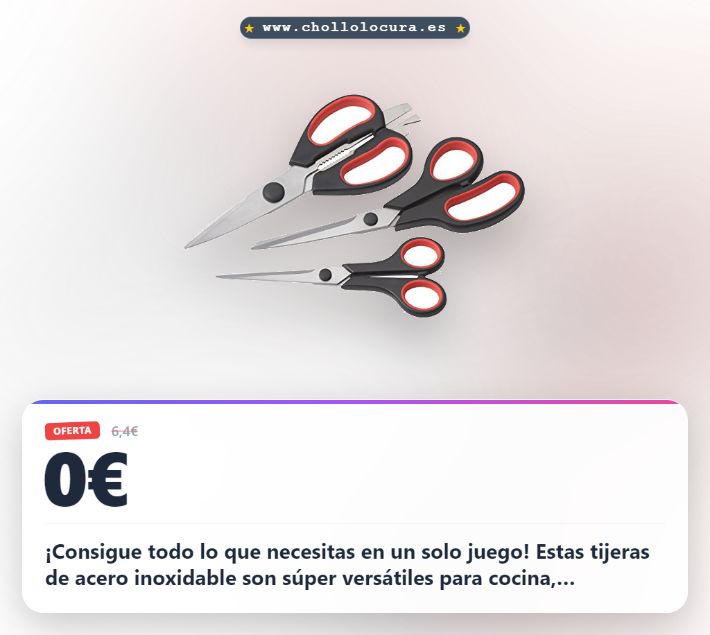 Consigue el juego de 3 tijeras Meister en acero inoxidable. Tijeras de cocina, papel y manualidades al mejor precio