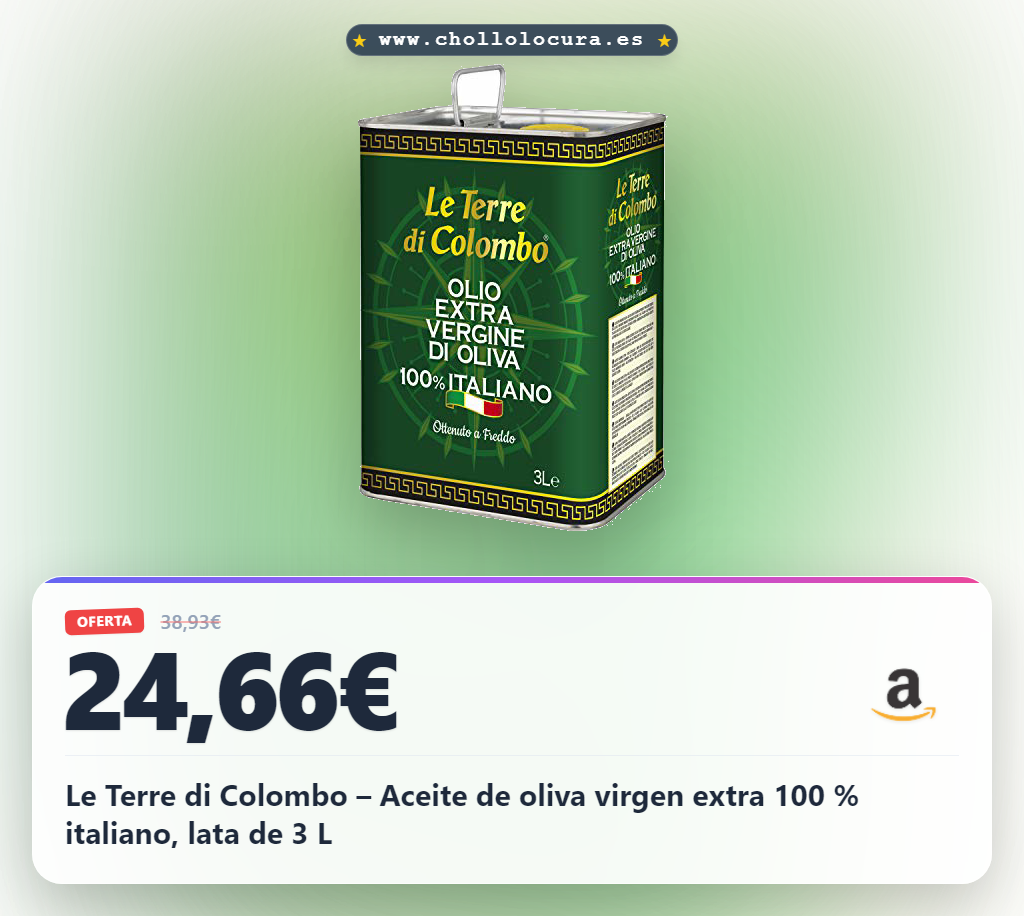 Le Terre di Colombo – Aceite de oliva virgen extra 100 % italiano, lata de 3 L