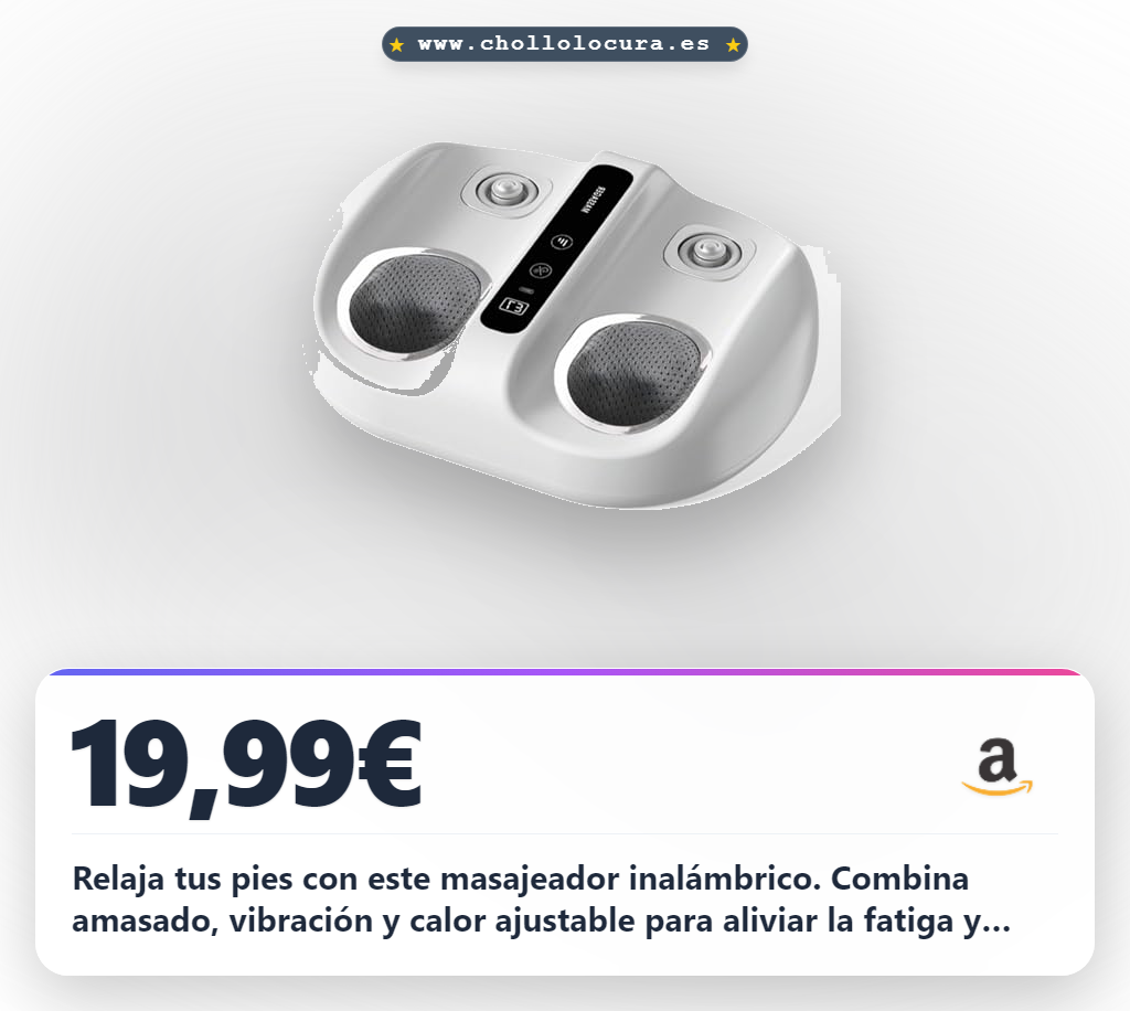 Aprovecha este masajeador de pies inalámbrico TECKZOON. Disfruta del masaje Shiatsu con calor y vibración en 3 niveles.