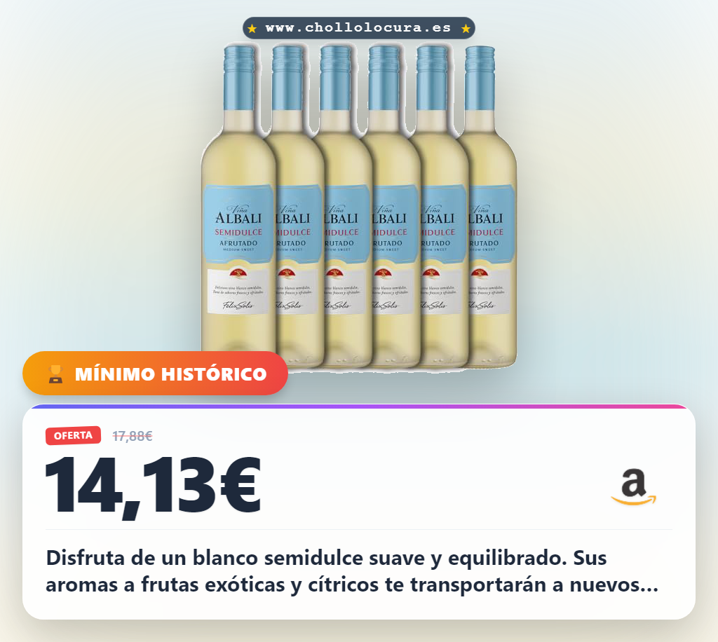 Aprovecha 6 paquetes de Viña Albali Blanco Semidulce con aromas cítricos al mejor precio de oferta