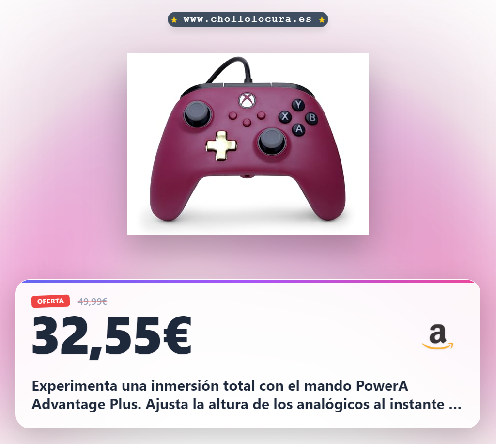 Consigue el mando PowerA Advantage Plus para Xbox Series X|S con controles ajustables y vibración dual en oferta