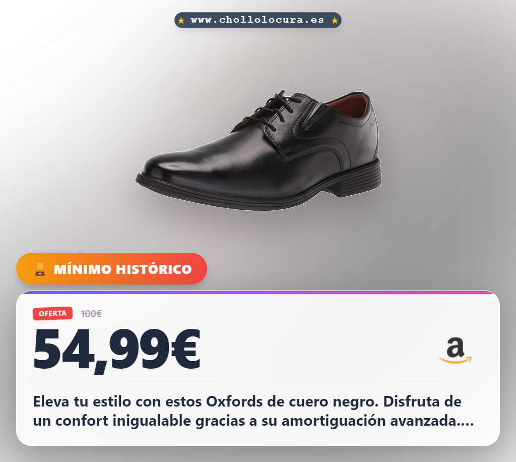 Logra llevarte los Zapatos Oxford Clarks Whiddon Black Leather Talla 41.5 EU al mejor precio en oferta