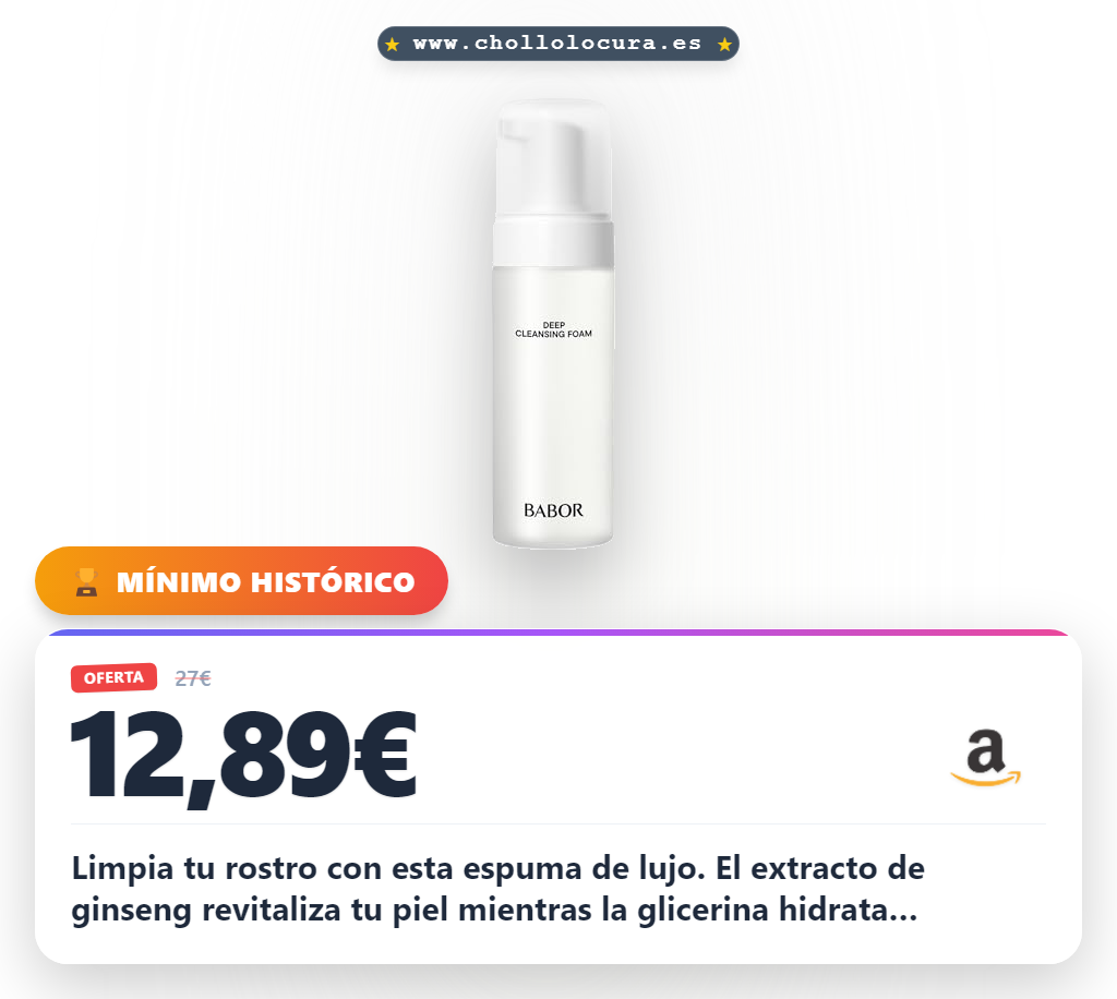 Aprovecha el BABOR Cleansing Foam 200 ml con extracto de ginseng para una piel revitalizada y calmada al mejor precio.