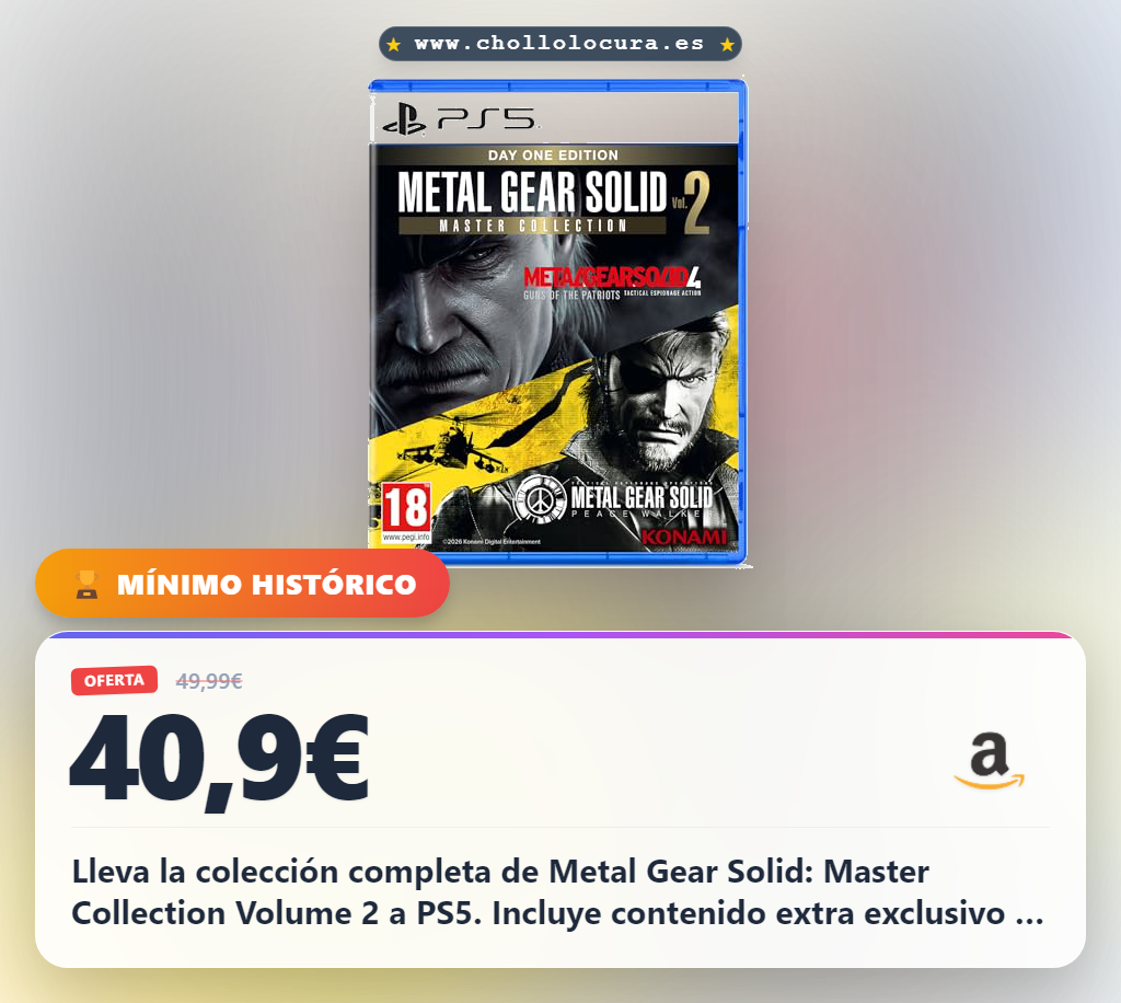 Aprovecha la colección Metal Gear Solid Master Collection Volume 2 PS5 con camuflaje dorado y uniforme de oro en oferta histórica