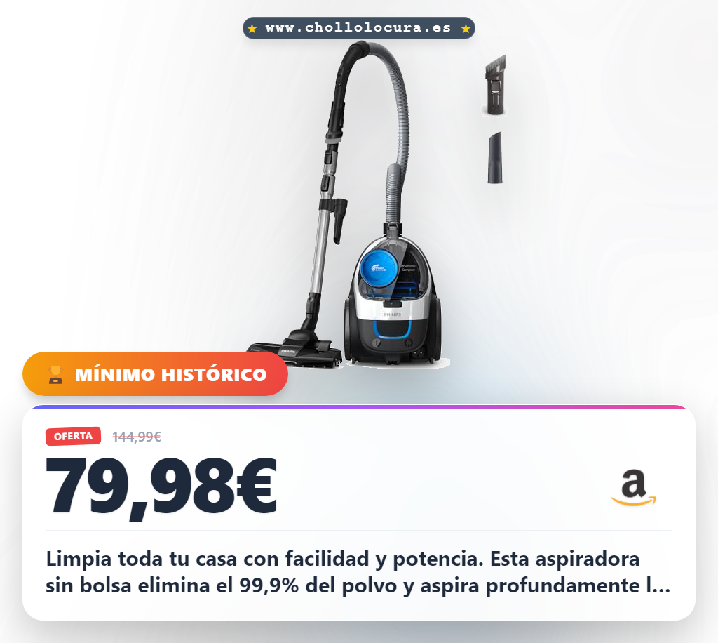 Consigue la aspiradora Philips PowerPro Compact FC9332 con filtro antialérgico y potencia sin bolsa al mejor precio