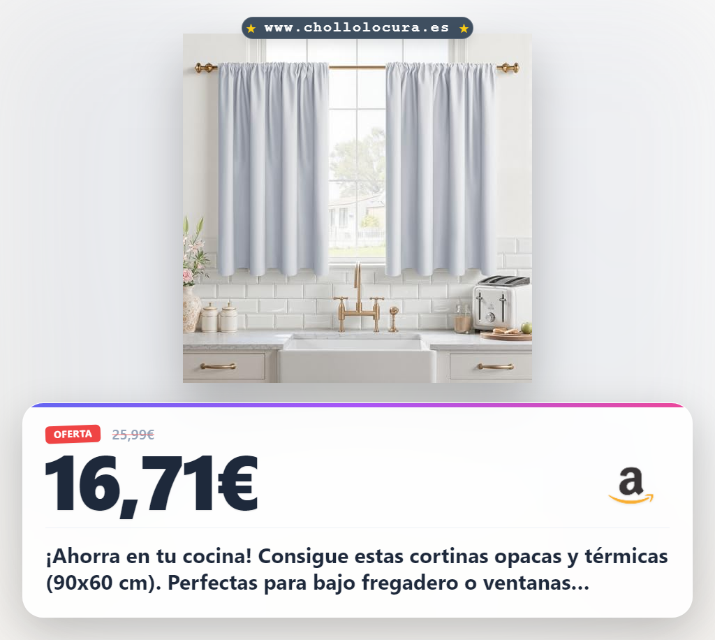 Aprovecha cortinas cocinas opacas y térmicas para bajo fregadero, 2 piezas, aislantes de frío y calor al mejor precio