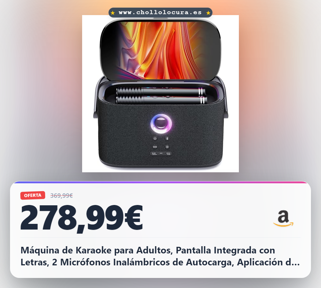 Máquina de Karaoke para Adultos, Pantalla Integrada con Letras, 2 Micrófonos Inalámbricos de Autocarga, Aplicación de Karaoke, Altavoz 140W, Conexión a TV para Fiestas en Casa y Exteriores (Shell S2)