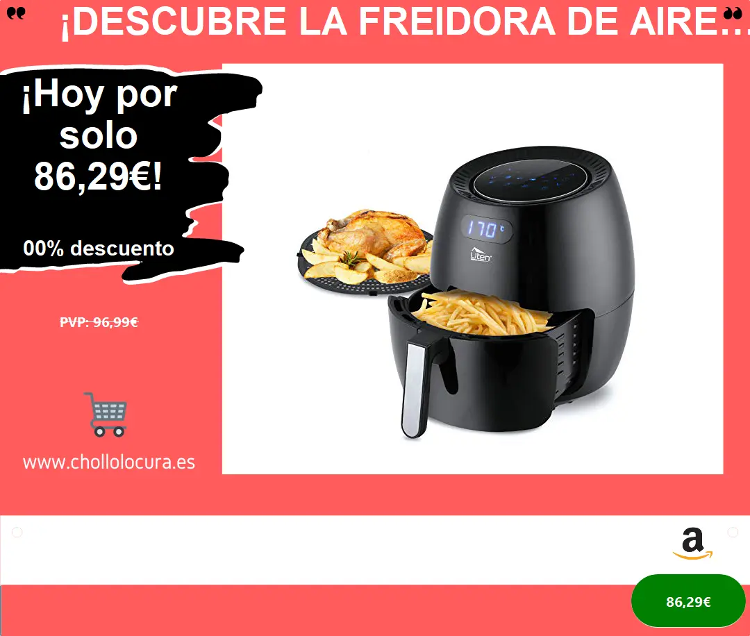 ¡Descubre la Freidora de Aire 100% Saludable sin Aceite! 8 Modos, Pantalla Táctil, Cocina como un Chef, BPA-Free