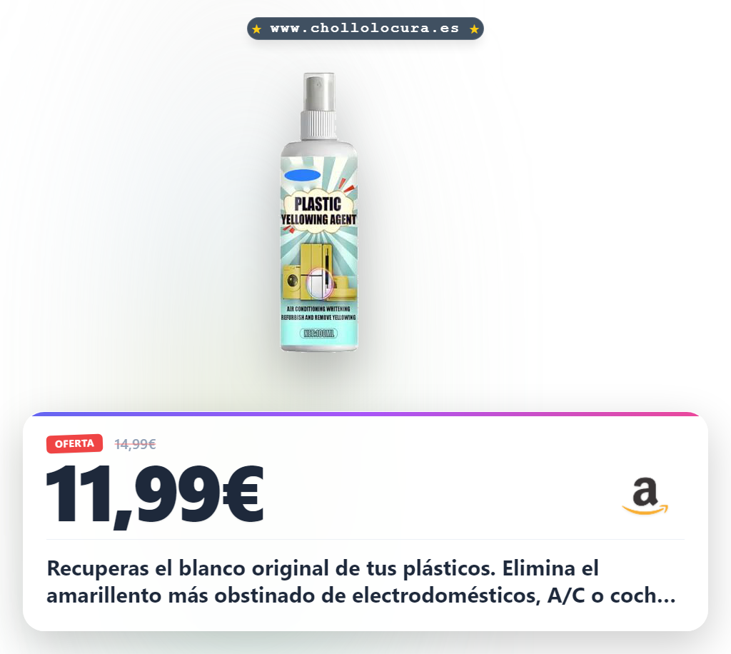Adquiere Limpiador Antiamarilleo 100ML. Elimina el amarillento de plásticos A/C y lavadora al mejor precio.