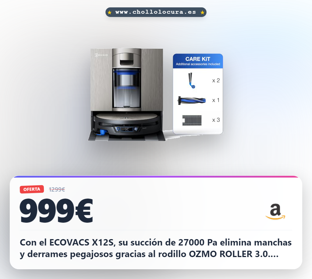 Consigue limpieza profunda con el ECOVACS X12S OMNICYCLONE. Rodillo OZMO ROLLER 3.0 y succión de 27000 Pa para manchas difíciles.