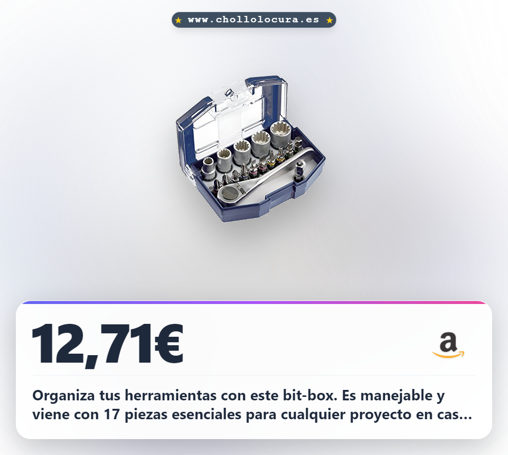 Consigue el set de herramientas Einhell Bit-box de 17 piezas con llaves de vaso y carraca al mejor precio