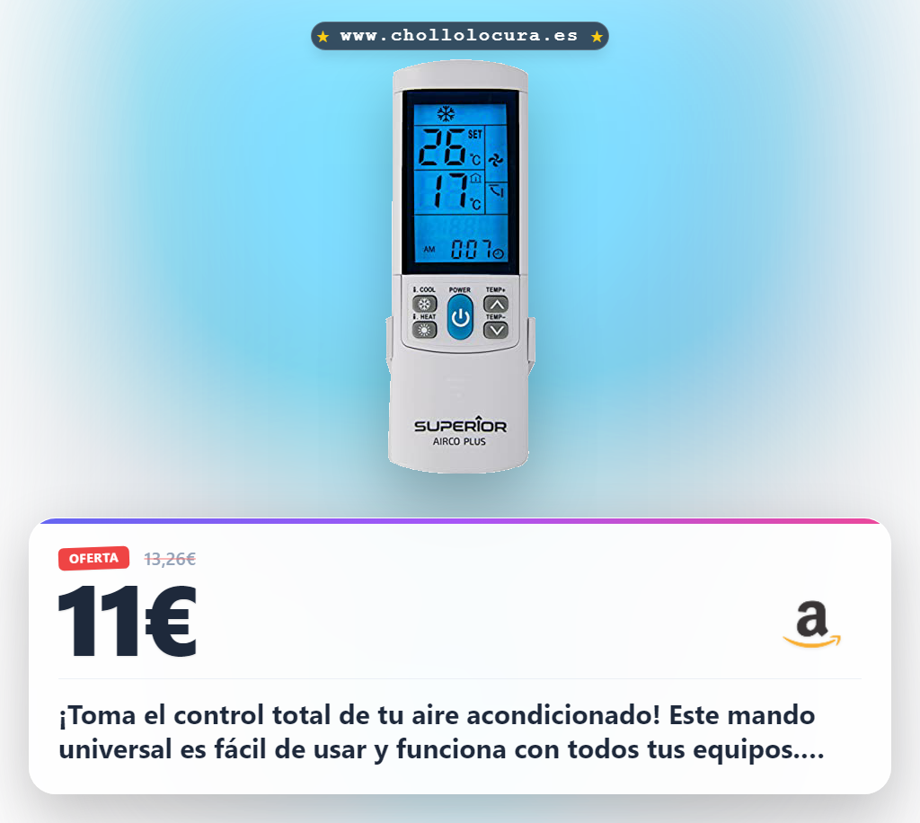 Consigue el control remoto universal AirCo Plus 8K. Diseño elegante y creativo para controlar tu aire acondicionado al mejor precio.