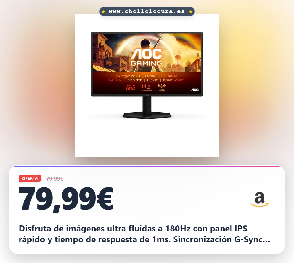 Consigue el monitor gaming AOC 25G42E de 25 pulgadas con 180Hz y panel IPS en oferta