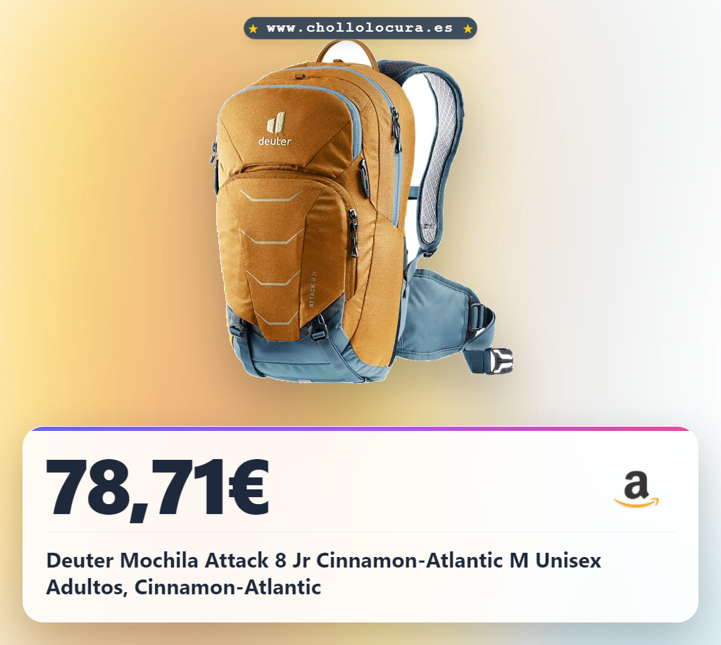 Logra el máximo confort con la mochila Deuter Attack 8 Jr certificada TÜV/GS y protector de espalda SAS-TEC en oferta.