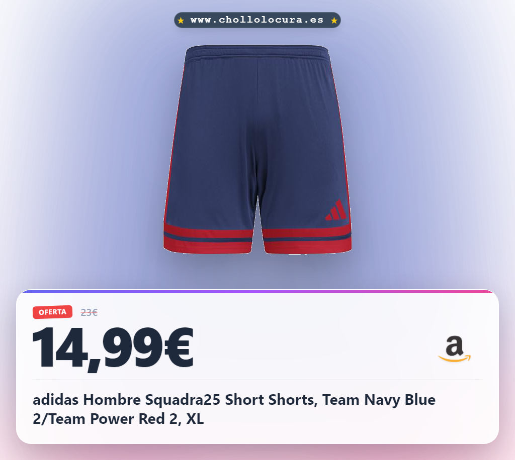 Ahorra en los shorts adidas Squadra25 azul y rojo con AEROREADY al mejor precio de oferta histórica para hombre XL en reciclado.
