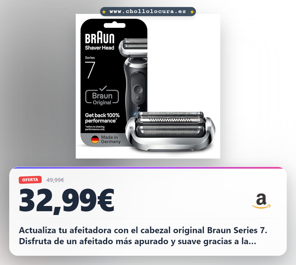 Consigue cabezal de repuesto original Braun Series 7 74S para afeitadora eléctrica en oferta