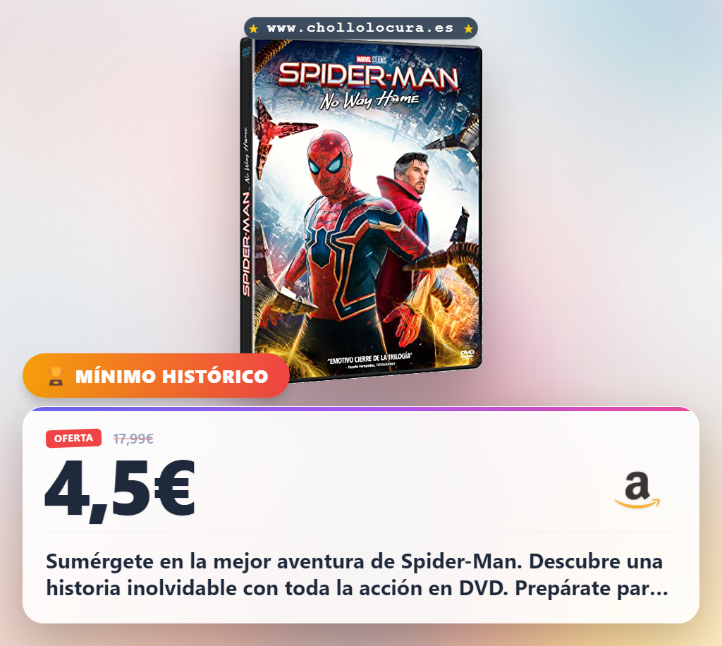 Aprovecha Spider-Man: No Way Home en DVD al mejor precio de esta película inolvidable