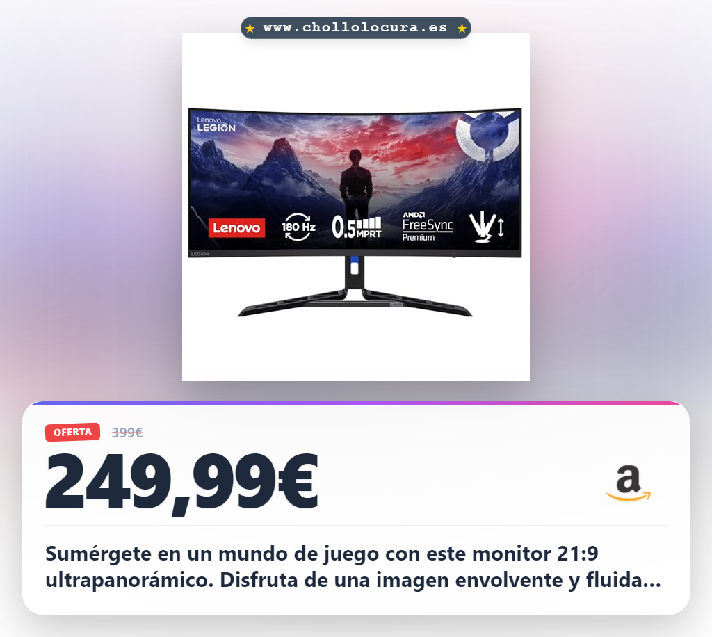 Consigue el monitor gaming curvo 34 pulgadas 21:9 180Hz con tecnología ultrapanorámica y Eyesafe
