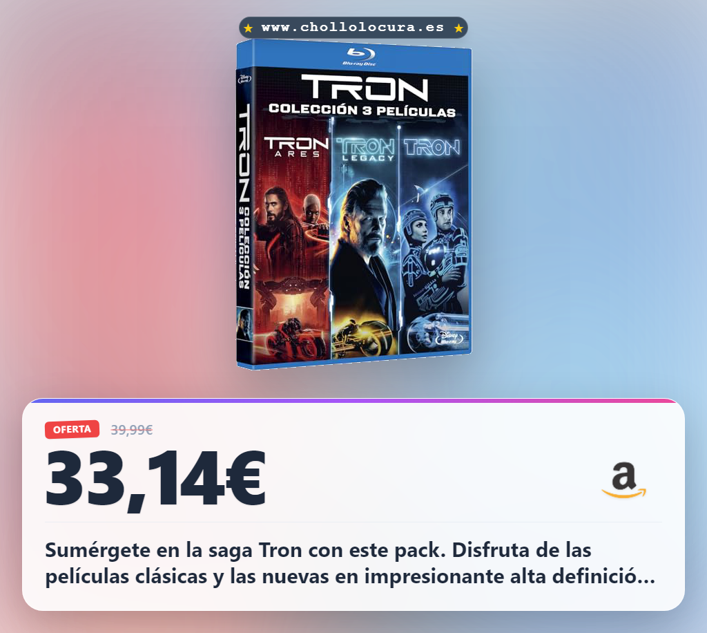 Aprovecha el pack Blu-ray Tron con las 3 películas épicas de aventura clásica y futurista en oferta