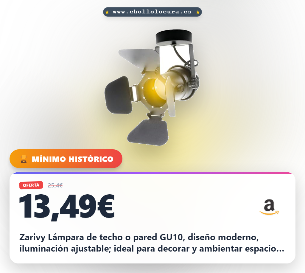 Zarivy Lámpara de techo o pared GU10, diseño moderno, iluminación ajustable; ideal para decorar y ambientar espacios interiores.