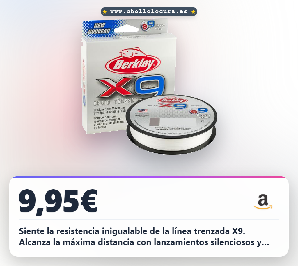 Ahorra en la pesca con la línea Berkley X9 Crystal 150m trenzada de alta resistencia a precio de chollo