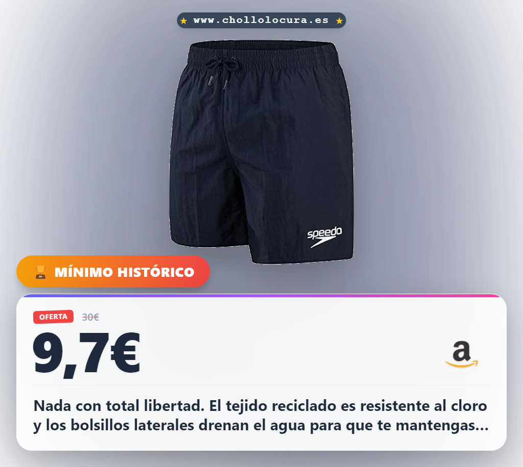 Adquiere los shorts de baño Speedo Essential con tejido reciclado y drenaje al mejor precio