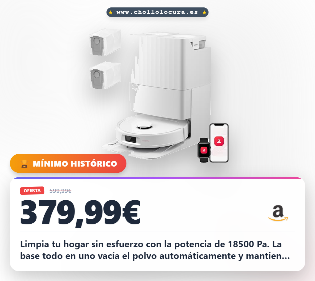 Aprovecha el robot aspirador Roborock Qrevo S Pro con succión de 18500 Pa y base todo en uno al mejor precio