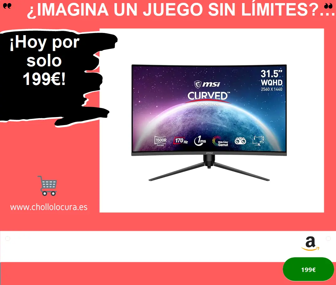 ¿Imagina un juego sin límites? ¡Descubre el MSI G32CQ5P, monitor curvo gaming de 31.5 WQHD con panel VA 1500R y 170Hz para una experiencia inmersiva sin igual!