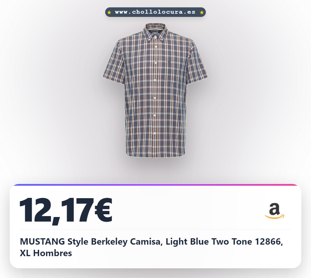 MUSTANG Style Berkeley Camisa, Light Blue Two Tone 12866, XL Hombres