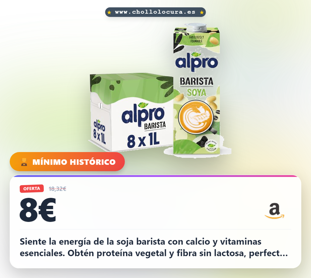 Aprovecha la bebida de soja barista Alpro con calcio y proteína vegetal en oferta para veganos