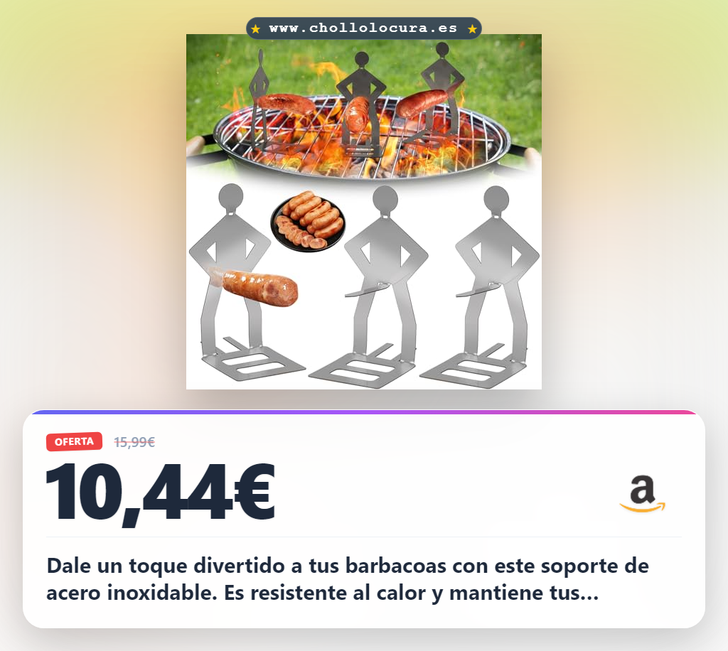 Aprovecha los 3 soportes para salchichas BBQ de acero inoxidable con diseño hombre divertido en oferta