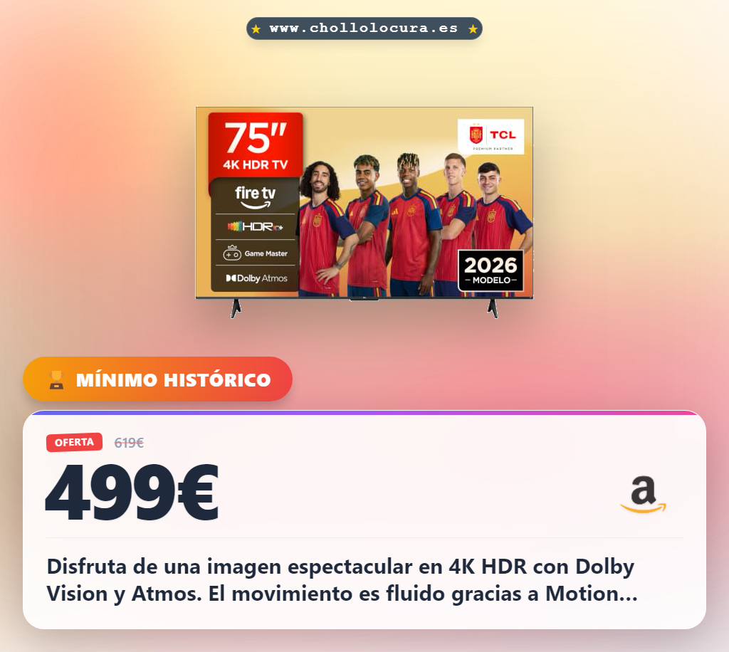 Consigue el televisor TCL 75V6D 4K UHD Smart TV con Dolby Vision y Game Master al mejor precio