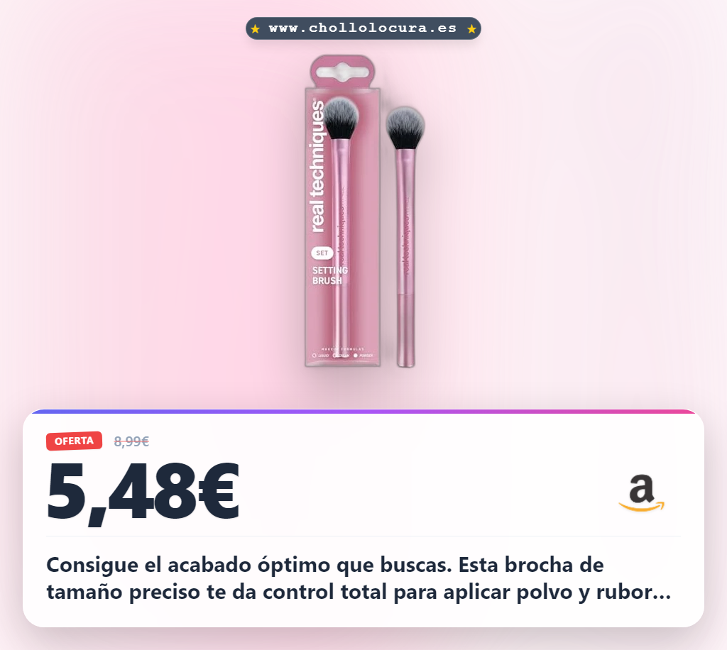 Obtén la brocha de acabado Real Techniques con fibras taklon para un look óptimo a precio de chollo y perfecto