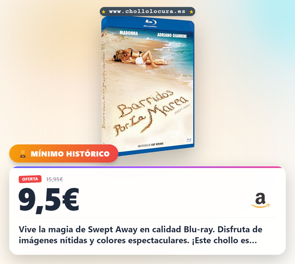 Llévate Swept Away BD 25 en Blu-ray con este chollo increíble al mejor precio de oferta histórica del año.