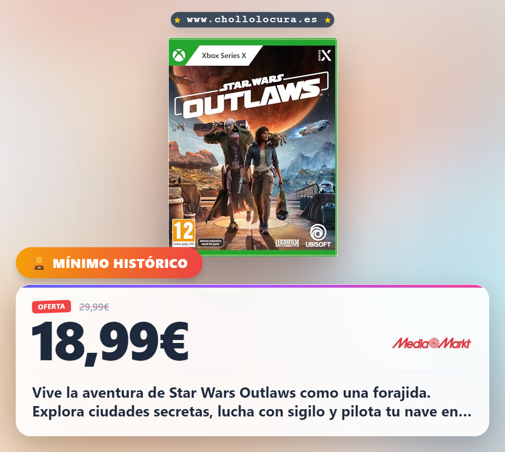 Aprovecha la aventura de Star Wars Outlaws en Xbox Series X: explora cantinas y lucha contra el Imperio al mejor precio