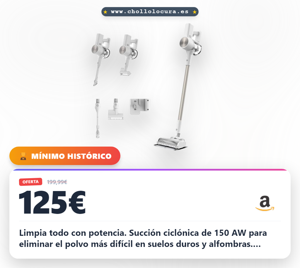 Aprovecha la aspiradora inalámbrica Xiaomi G20 con 60 min de autonomía y filtración 99.9% en oferta histórica