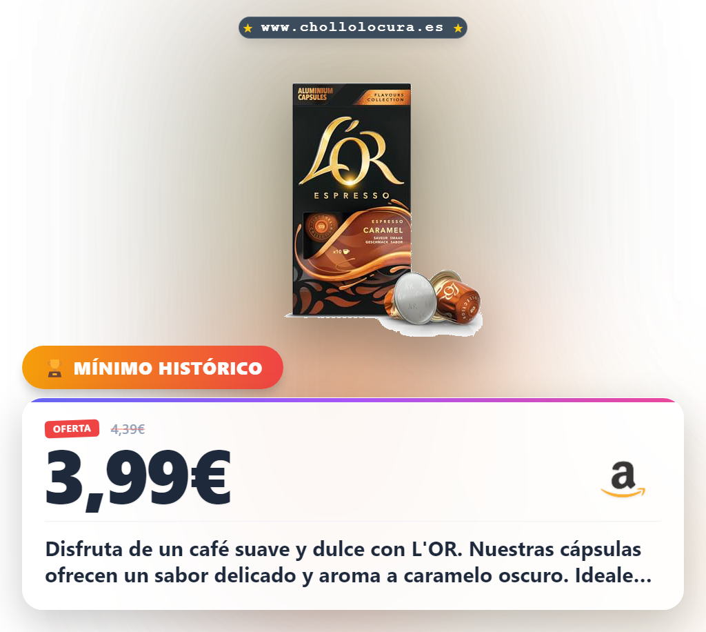 Aprovecha las cápsulas L'OR Café Caramelo para Nespresso con café de tueste natural y suave