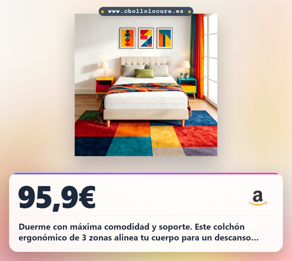 Aprovecha este colchón 90x200 cm con resortes ensacados y espuma ergonómica al mejor precio de oferta