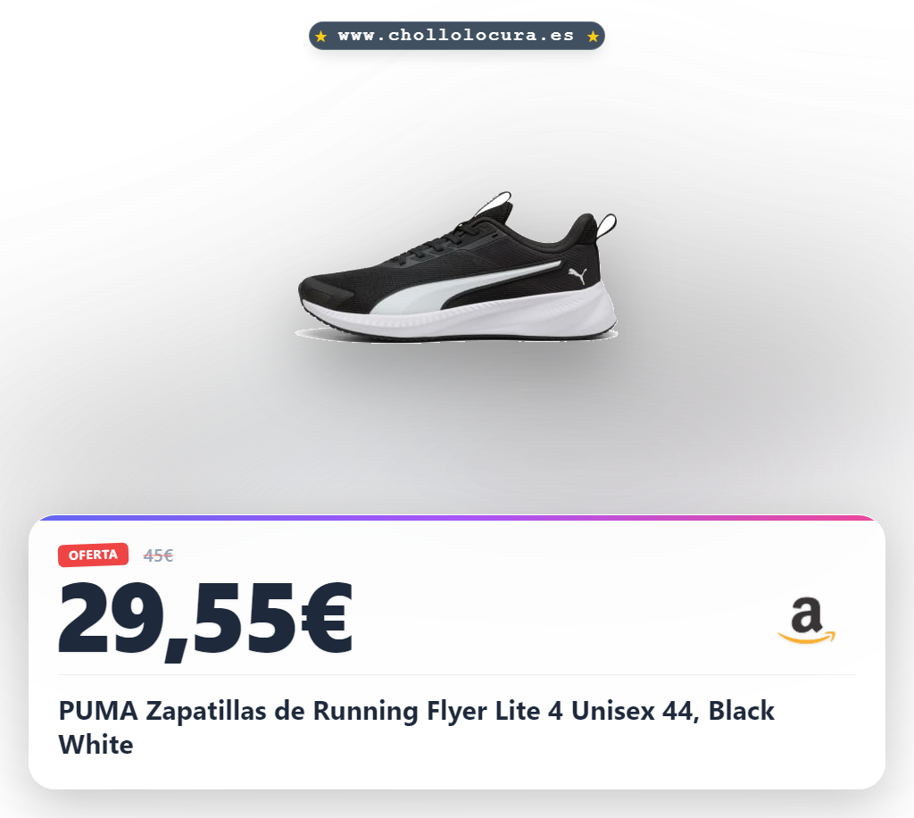 PUMA Zapatillas de Running Flyer Lite 4 Unisex 44, Black White