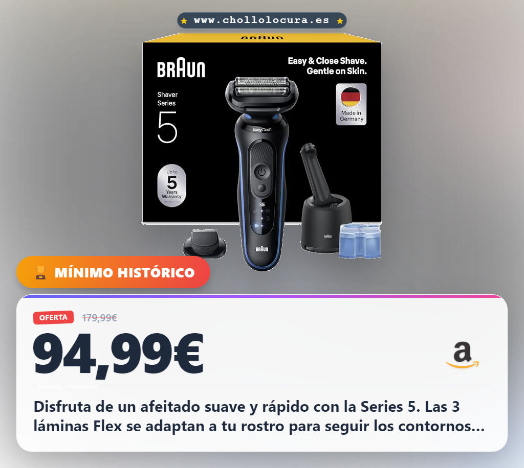 Consigue la afeitadora eléctrica Braun Series 5 con 3 láminas Flex y SmartCare 4en1 al mejor precio