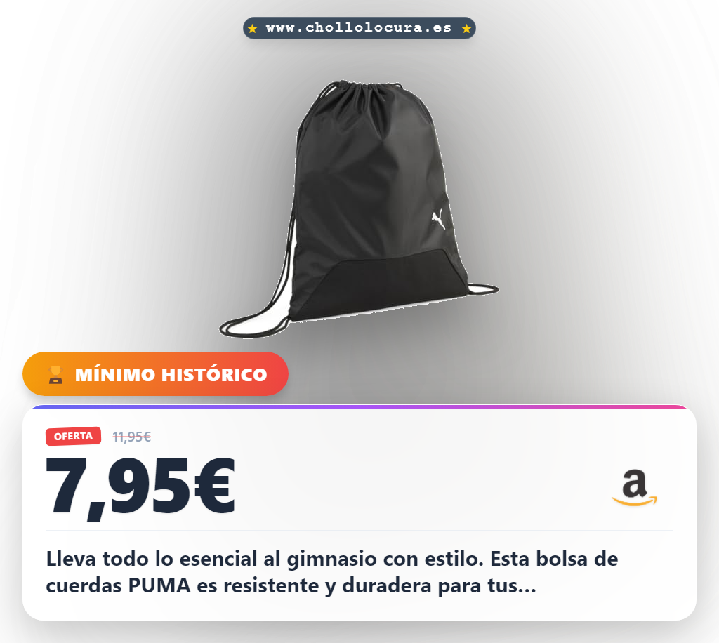 Aprovecha la bolsa de gimnasio PUMA teamGOAL negra con cierre de cordón para llevar lo esencial