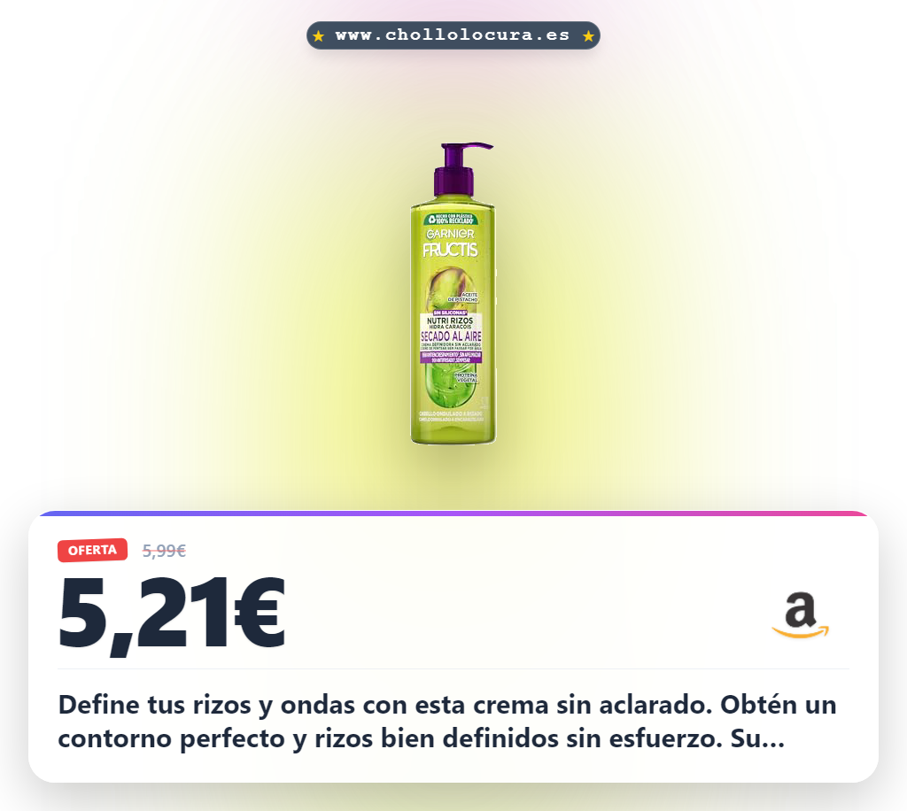 Aprovecha la crema sin aclarado Garnier Fructis para rizos definidos y contorneados con aceite de pistacho.