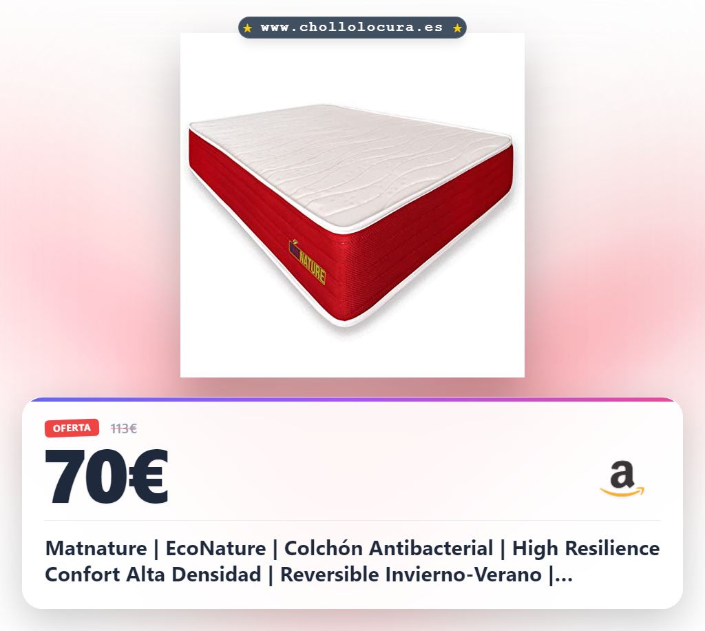 Matnature | EcoNature | Colchón Antibacterial | High Resilience Confort Alta Densidad | Reversible Invierno-Verano | Antiácaros (90 x 180 cm)
