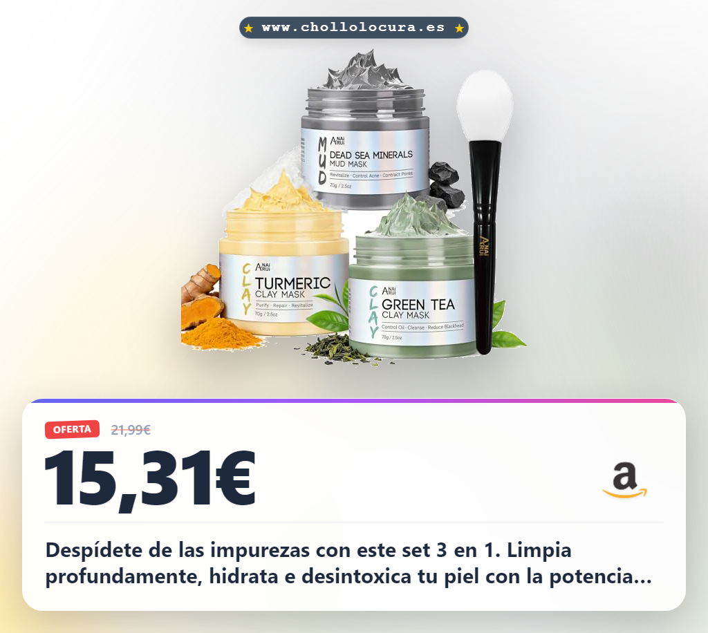 Aprovecha este set de mascarillas faciales detox con arcilla y barro para una limpieza profunda al mejor precio