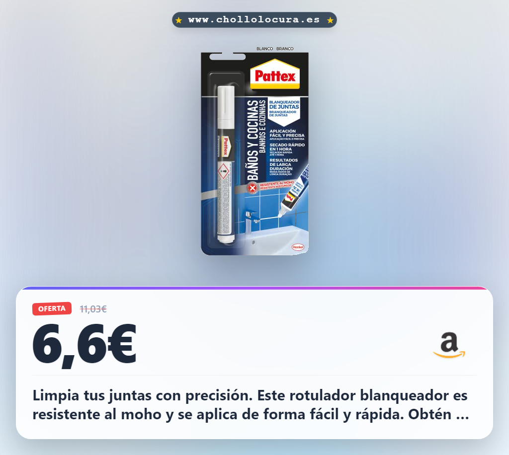Aprovecha el rotulador blanqueador de juntas Pattex para baños y cocinas con precisión al mejor precio en oferta
