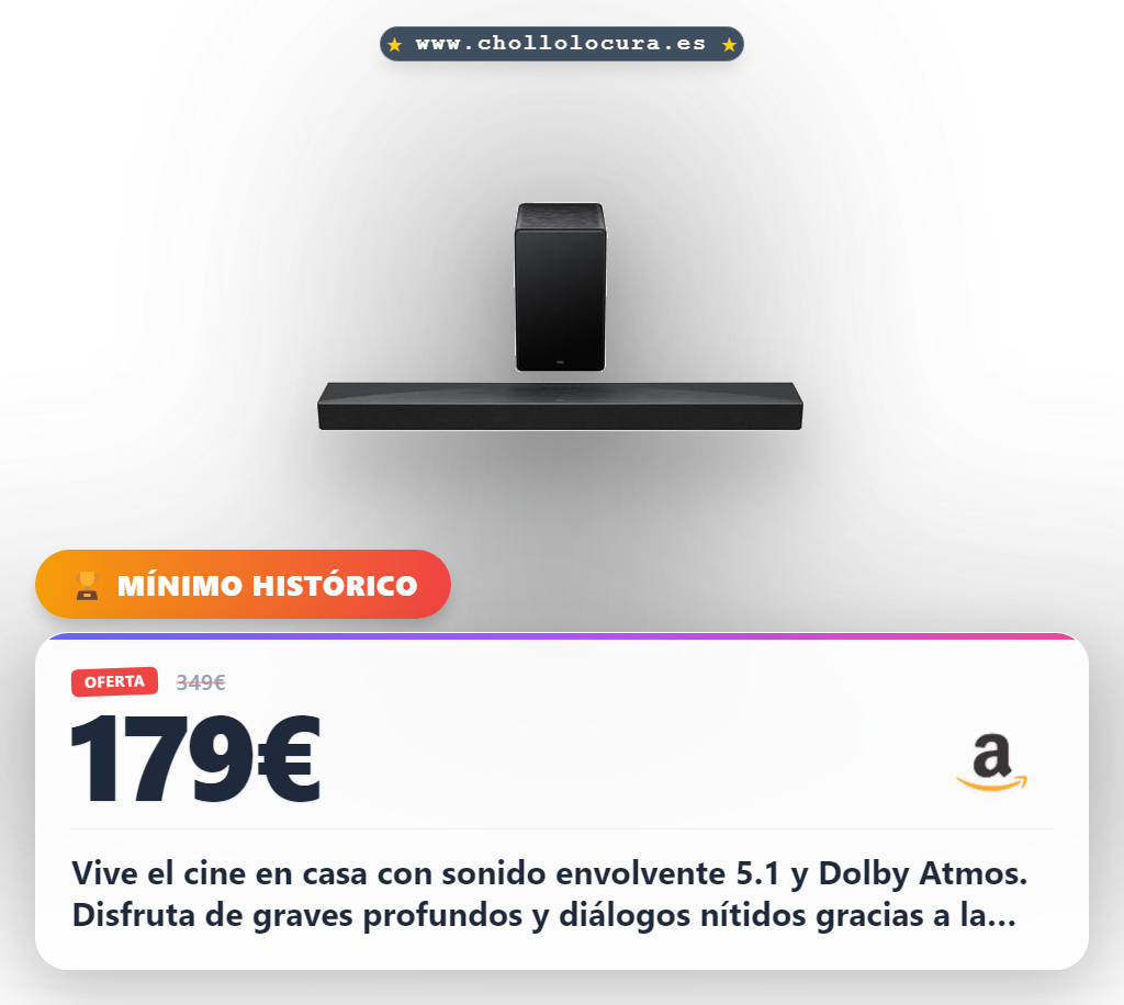 Aprovecha el sonido cine en casa 5.1 canales Dolby Atmos y 580W con tecnología Raydanz al mejor precio