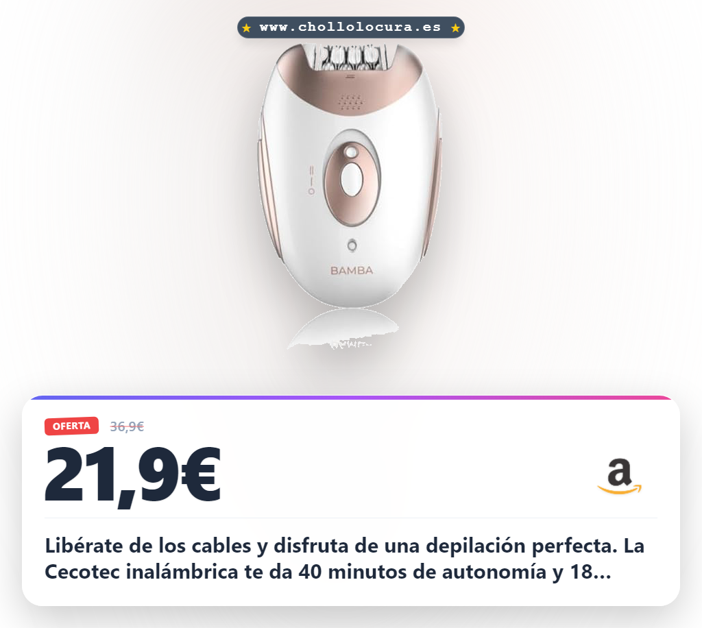 Descubre la Depiladora Cecotec Inalámbrica con batería de litio y 18 pinzas a precio de chollo
